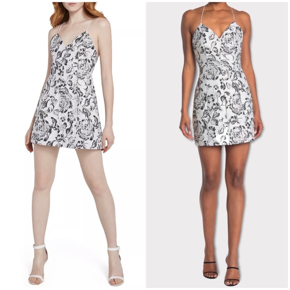 Alice + Olivia Dresses & Skirts - Alice + Olivia Tayla Metallic Floral Structured Lantern Mini Dress, Size 4